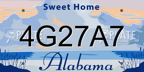 4G27A7 Alabama License Plate