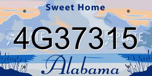 4G37315 Alabama License Plate