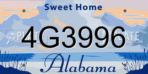 4G3996 Alabama License Plate