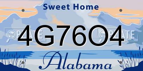 4G76O4 Alabama License Plate