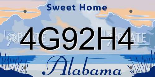 4G92H4 Alabama License Plate