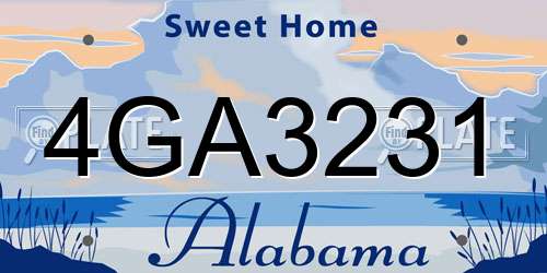 4GA3231 Alabama License Plate
