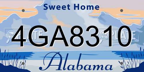 4GA8310 Alabama License Plate