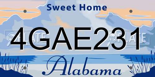 4GAE231 Alabama License Plate