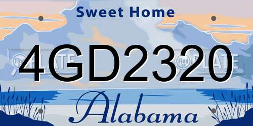 4GD2320 Alabama License Plate