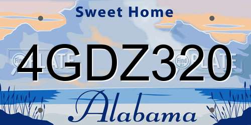 4GDZ320 Alabama License Plate