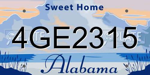 4GE2315 Alabama License Plate