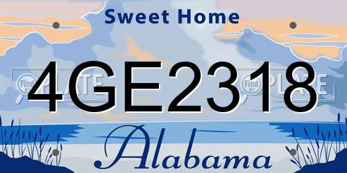 4GE2318 Alabama License Plate