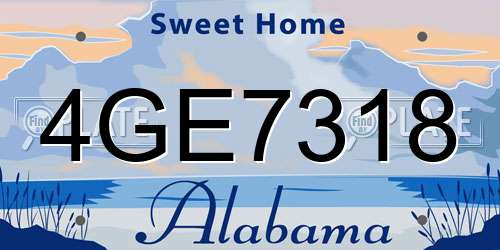 4GE7318 Alabama License Plate