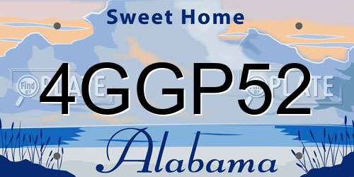 4GGP52 Alabama License Plate