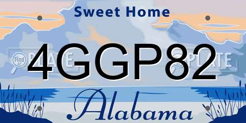 4GGP82 Alabama License Plate
