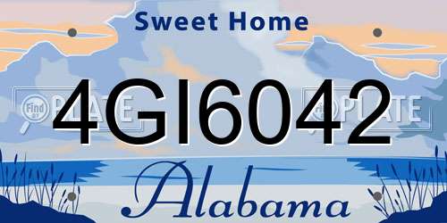 4GI6042 Alabama License Plate
