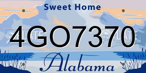 4GO7370 Alabama License Plate