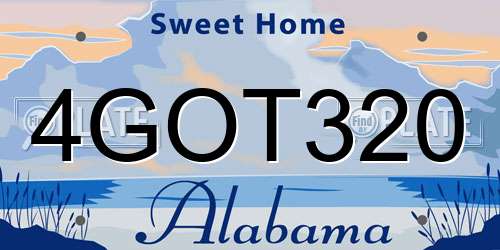 4GOT320 Alabama License Plate