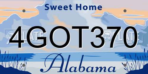 4GOT370 Alabama License Plate