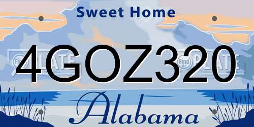 4GOZ320 Alabama License Plate