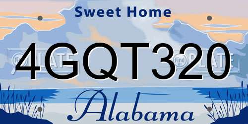 4GQT320 Alabama License Plate