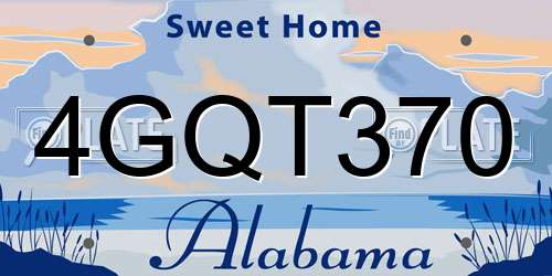 4GQT370 Alabama License Plate
