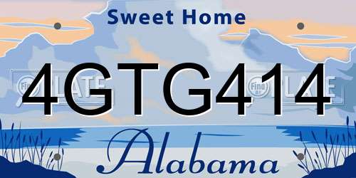 4GTG414 Alabama License Plate