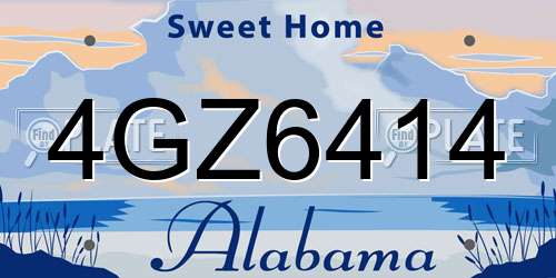 4GZ6414 Alabama License Plate