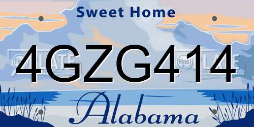 4GZG414 Alabama License Plate