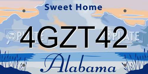 4GZT42 Alabama License Plate