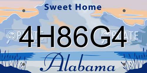 4H86G4 Alabama License Plate
