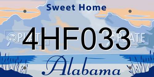 4HF033 Alabama License Plate