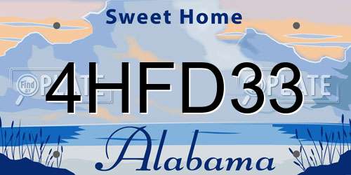 4HFD33 Alabama License Plate