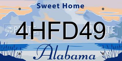 4HFD49 Alabama License Plate