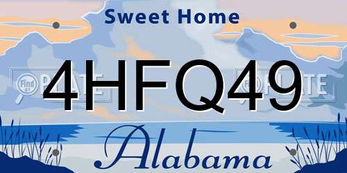 4HFQ49 Alabama License Plate