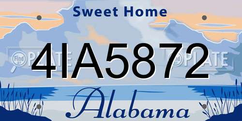 4IA5872 Alabama License Plate