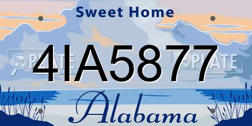 4IA5877 Alabama License Plate