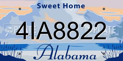 4IA8822 Alabama License Plate