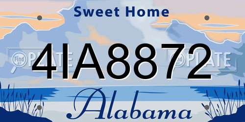 4IA8872 Alabama License Plate