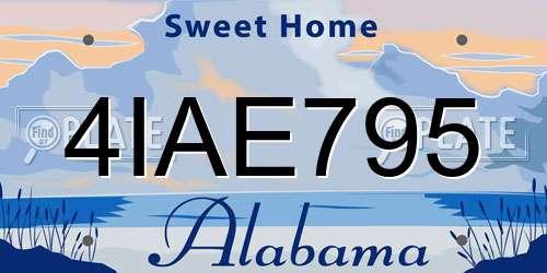 4IAE795 Alabama License Plate