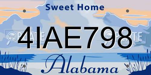 4IAE798 Alabama License Plate