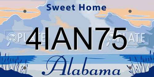 4IAN75 Alabama License Plate