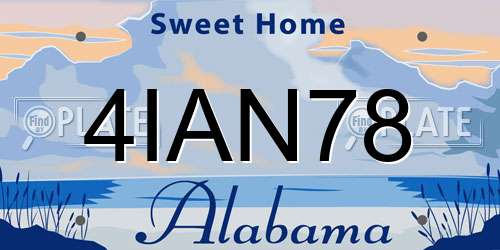 4IAN78 Alabama License Plate