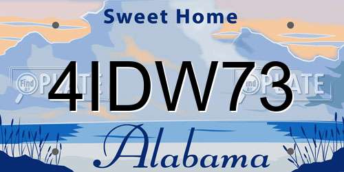 4IDW73 Alabama License Plate