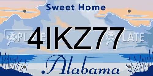 4IKZ77 Alabama License Plate