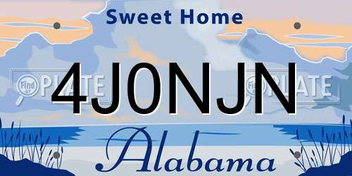 4J0NJN Alabama License Plate