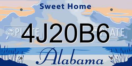 4J20B6 Alabama License Plate