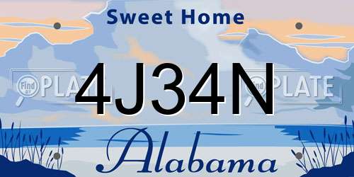 4J34N Alabama License Plate