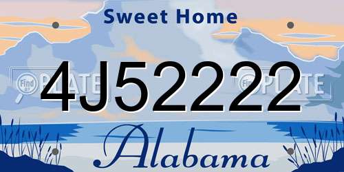 4J52222 Alabama License Plate