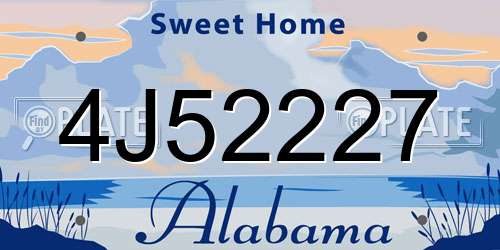 4J52227 Alabama License Plate