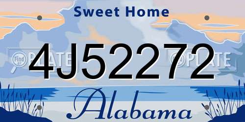 4J52272 Alabama License Plate