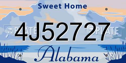 4J52727 Alabama License Plate