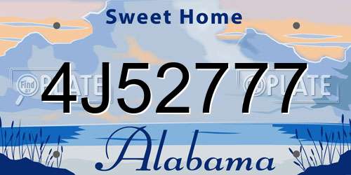 4J52777 Alabama License Plate