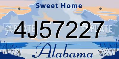 4J57227 Alabama License Plate